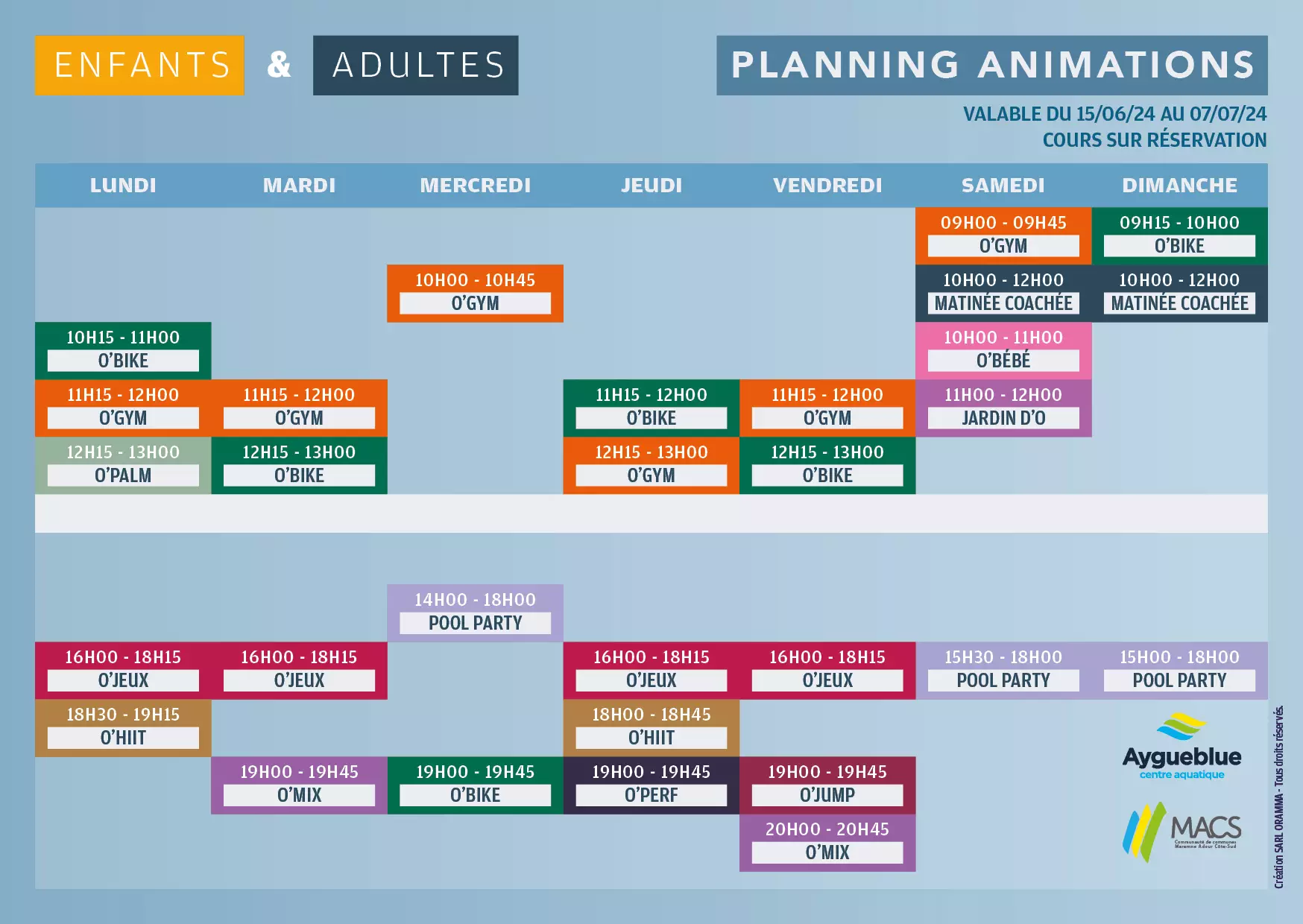 Planning enfant adulte