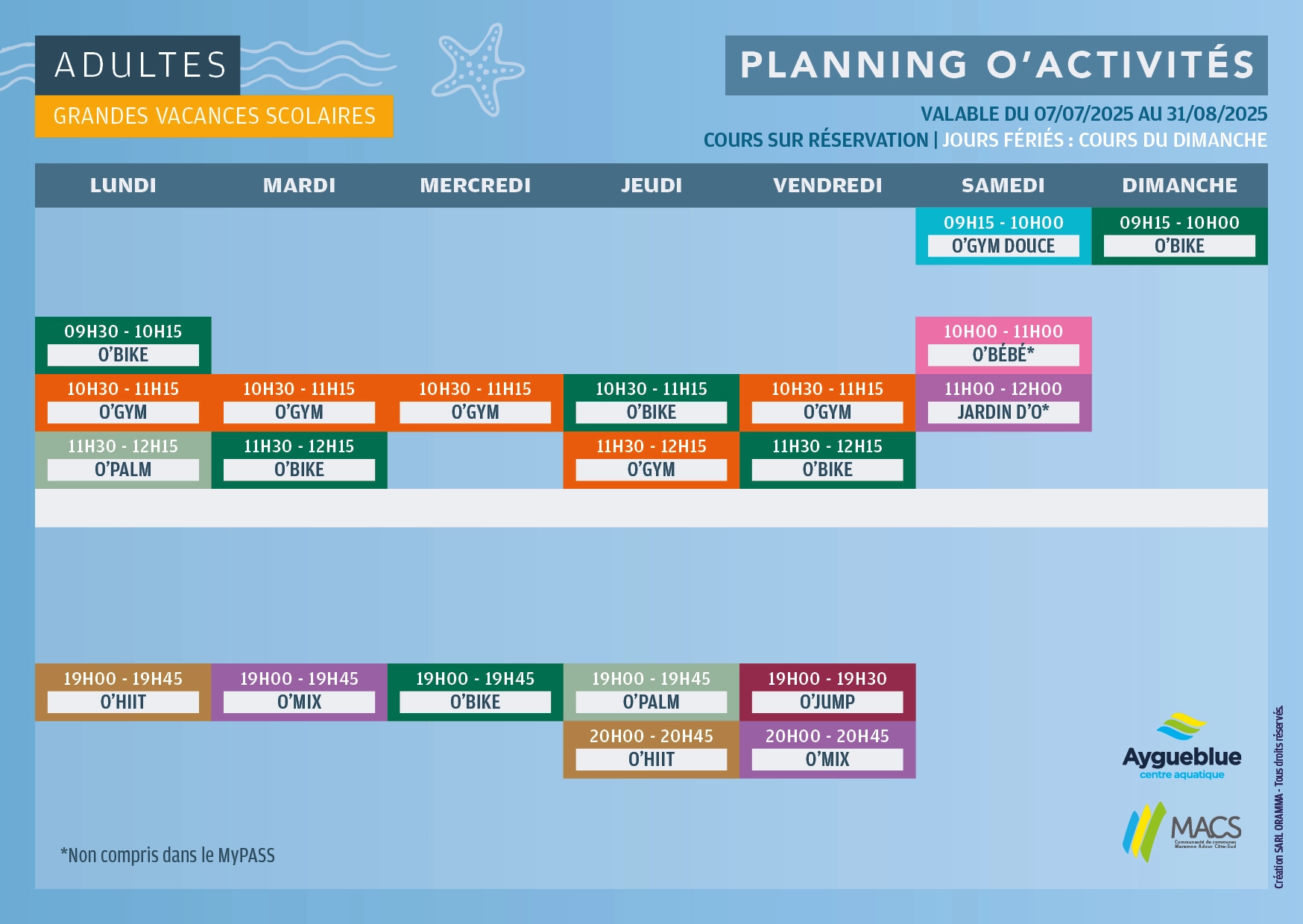 planning adultes grandes vacances