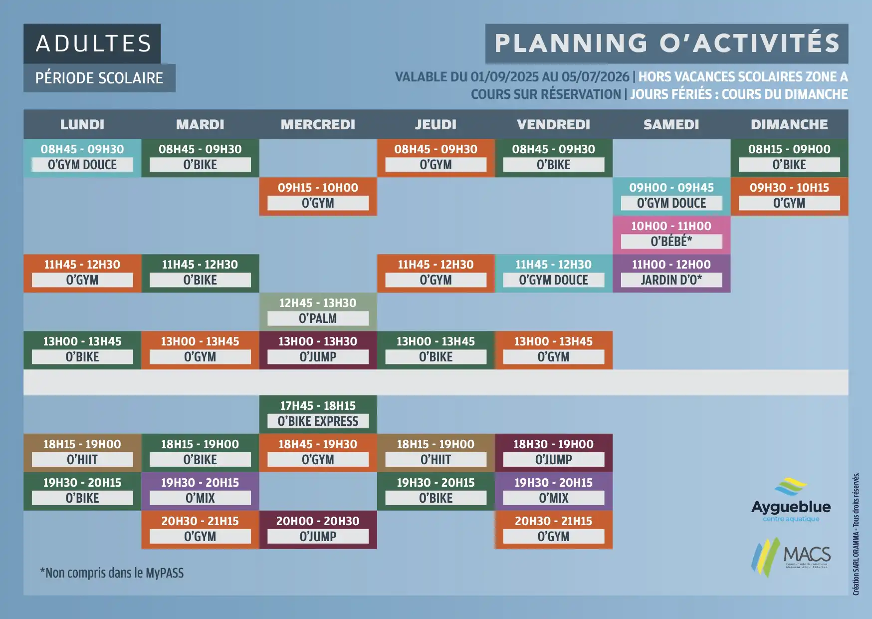planning O'Activités adultes