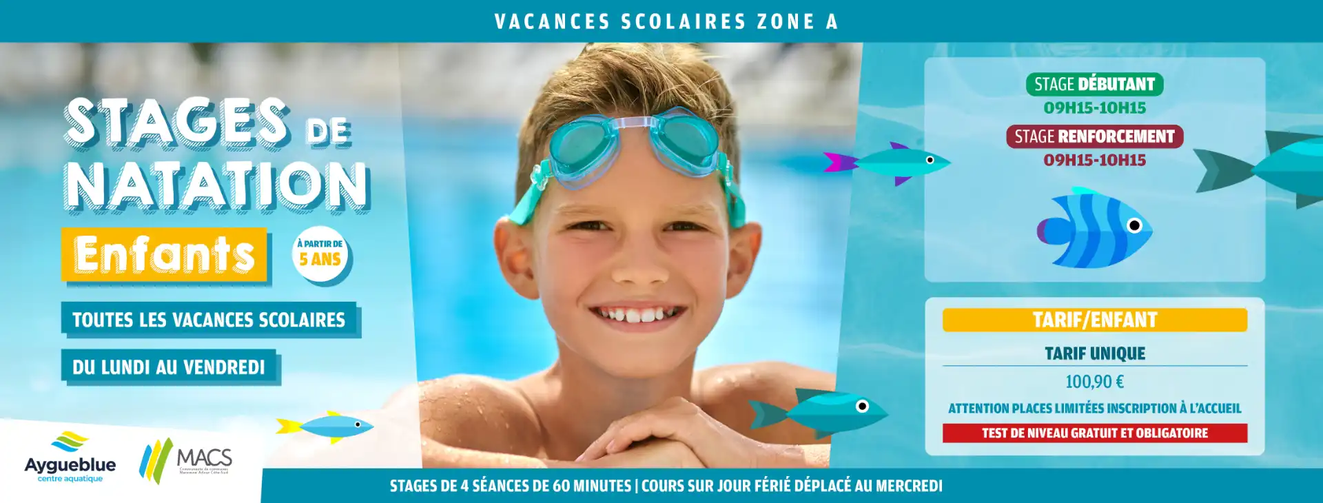 stages de natation enfant vacances d'été