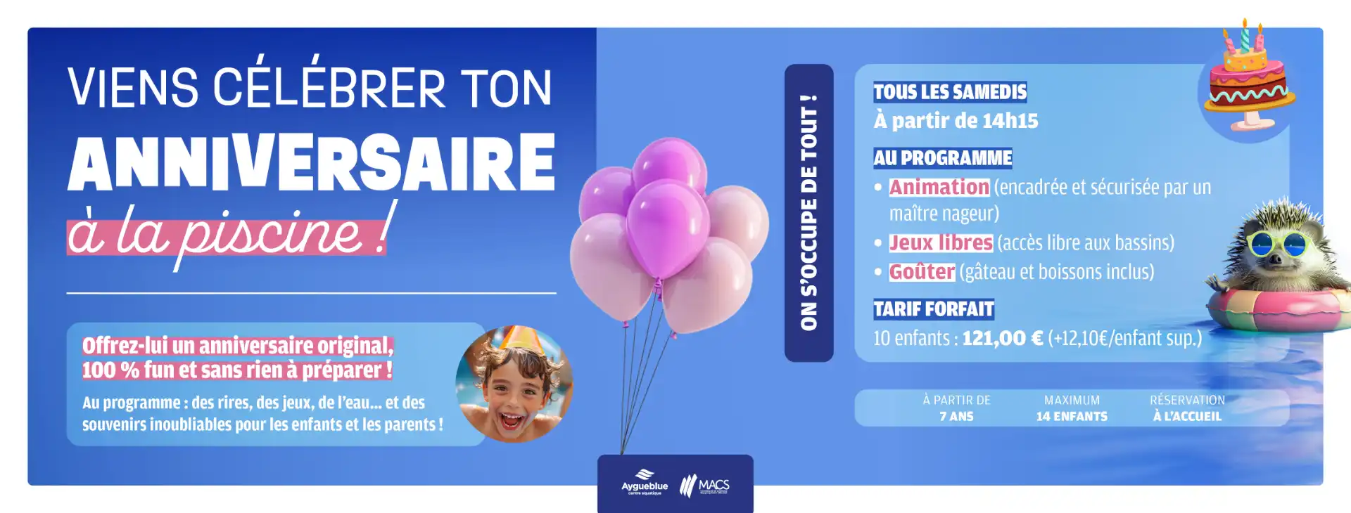 Viens fêter ton anniversaire à la piscine !